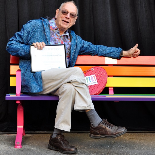 Peter De Waal sitting on the pride seat 